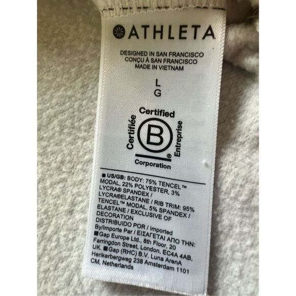 Athleta Agate Paisley Cream Coaster Luxe V Neck Sweatshirt Large - Picture 7 of 10